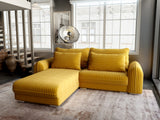 Colțar extensibil dumonde cu ladă de depozitare si sezut confortabil din spuma HR, Denver Ambience Mustar 275x185 cm Fabrica
