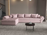 Colțar extensibil dumonde cu ladă de depozitare si sezut confortabil din spuma HR, Loana XL Enjoy Roz 335x185 cm Fabrica