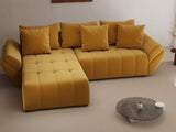Colțar extensibil dumonde cu ladă de depozitare si sezut confortabil din spuma HR, Berlin Royal Mustar 280x185 cm Fabrica
