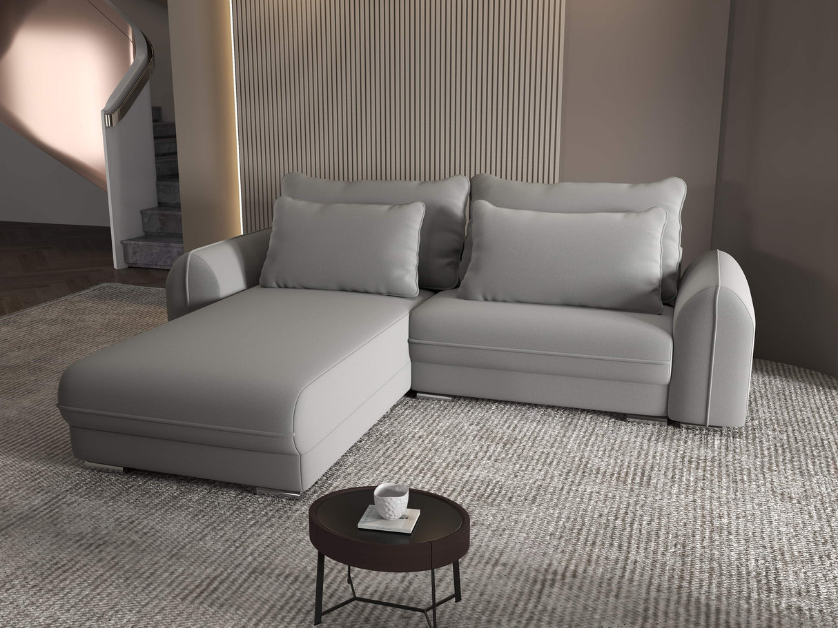 Colțar extensibil dumonde cu ladă de depozitare si sezut confortabil din spuma HR, Denver Royal Gri 275x185 cm Fabrica