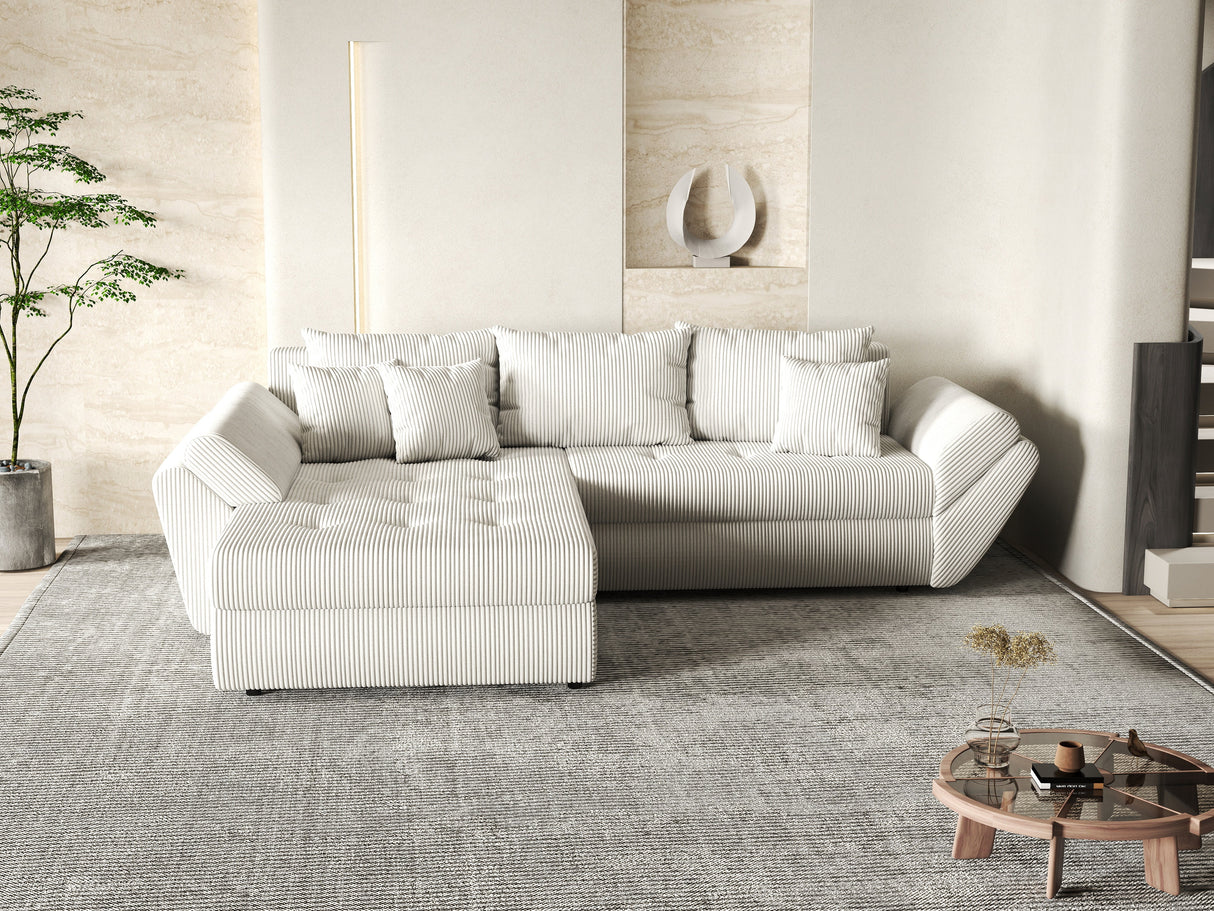 Colțar extensibil dumonde cu ladă de depozitare si sezut confortabil din spuma HR, Loana Gri Zoom 270x185 cm Fabrica