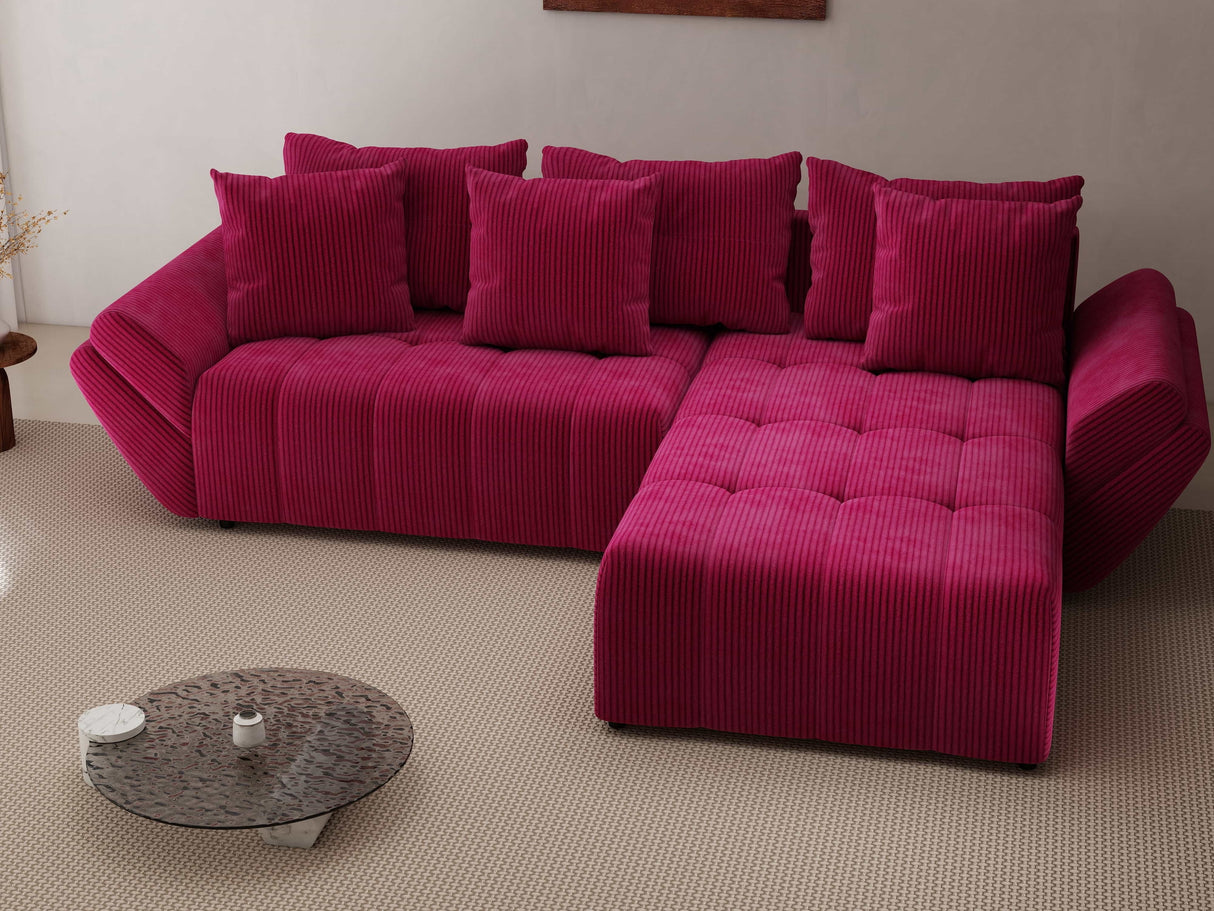 Colțar extensibil dumonde cu ladă de depozitare si sezut confortabil din spuma HR, Berlin Zoom Bordeaux 280x185 cm II Fabrica