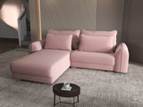 Colțar extensibil dumonde cu ladă de depozitare si sezut confortabil din spuma HR, Denver Royal Roz 275x185 cm Fabrica