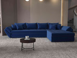 Colțar extensibil dumonde cu ladă de depozitare si sezut confortabil din spuma HR, Loana XL Royal Albastru II 335x185 cm Fabrica