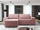 Colțar extensibil dumonde cu ladă de depozitare si sezut confortabil din spuma HR, Dream Royal Roz 290x185 cm Fabrica