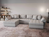 Colțar extensibil dumonde cu ladă de depozitare si sezut confortabil din spuma HR, Loana U Gri Euphoria 355x185 cm Fabrica