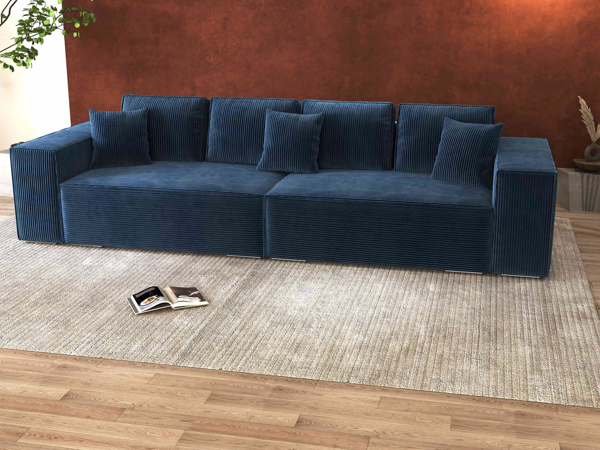 Canapea extensibilă dumonde cu ladă de depozitare si sezut confortabil din spuma HR, Dream Zoom Albastru 310x100 cm Fabrica