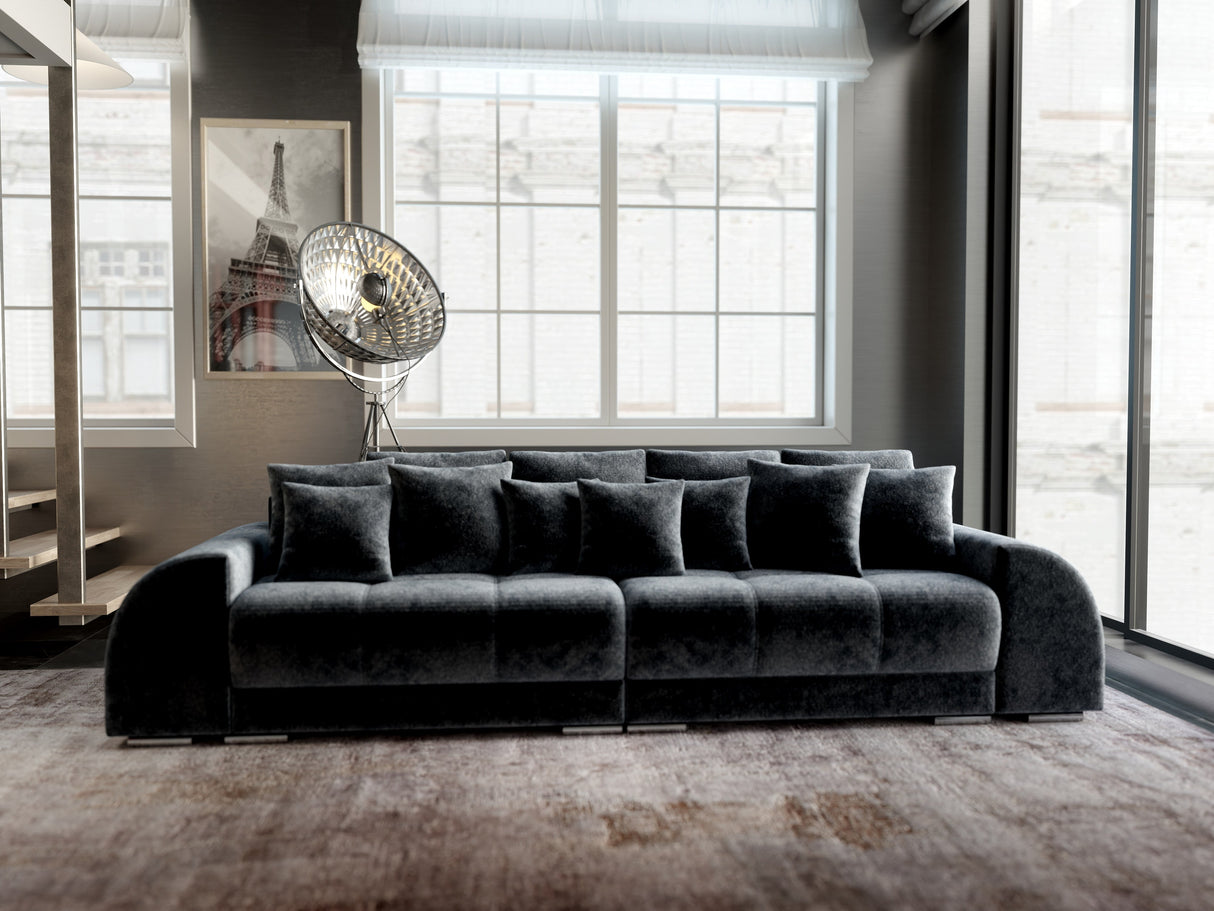 Canapea extensibilă dumonde cu 2 lăzi de depozitare si sezut confortabil din spuma HR, Verona Euphoria Gri Grafit 310x100 cm Fabrica
