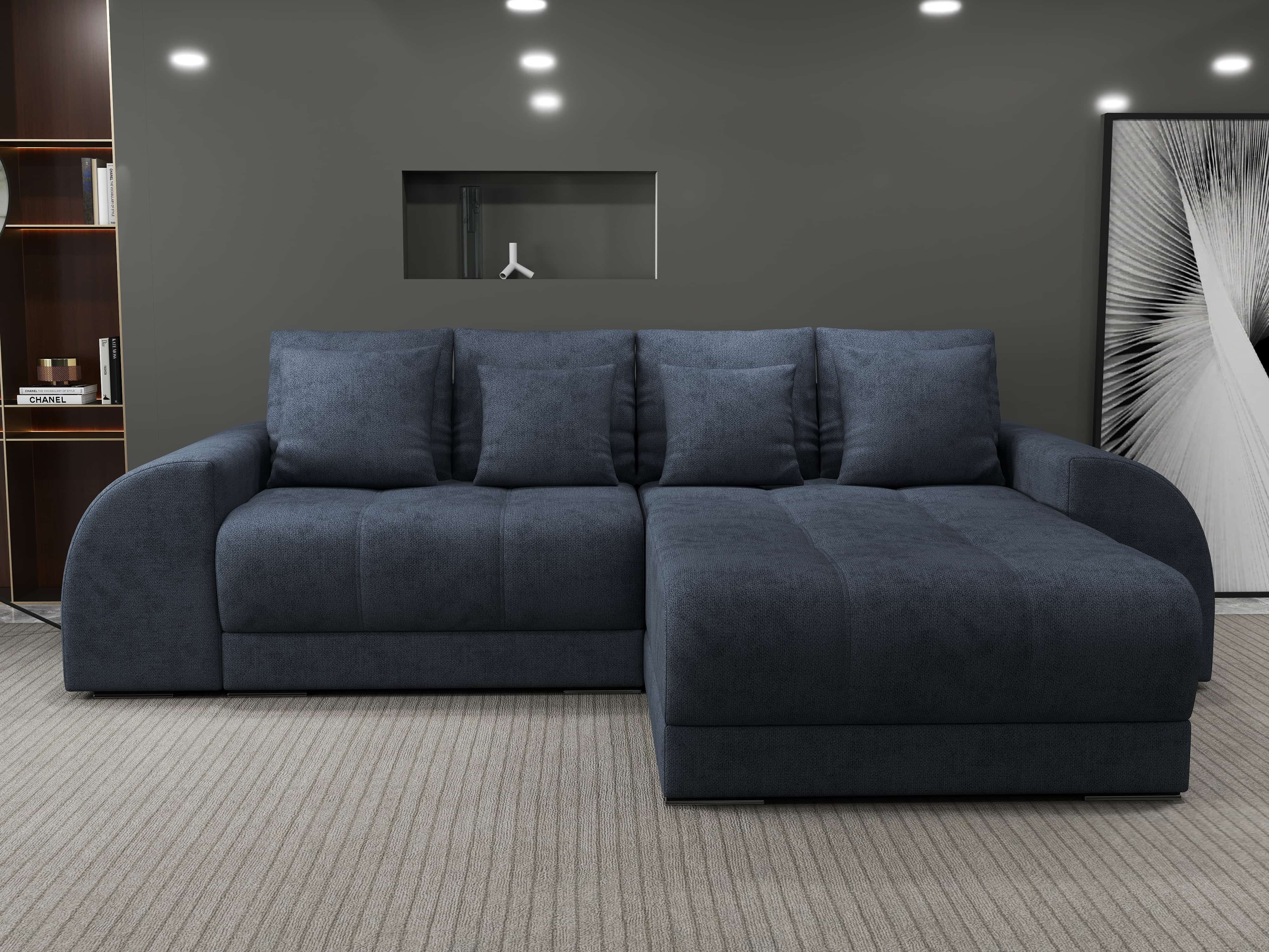 Colțar extensibil dumonde cu ladă de depozitare si sezut confortabil din spuma HR, Verona Enjoy Gri Antracit II 290x185 cm Fabrica