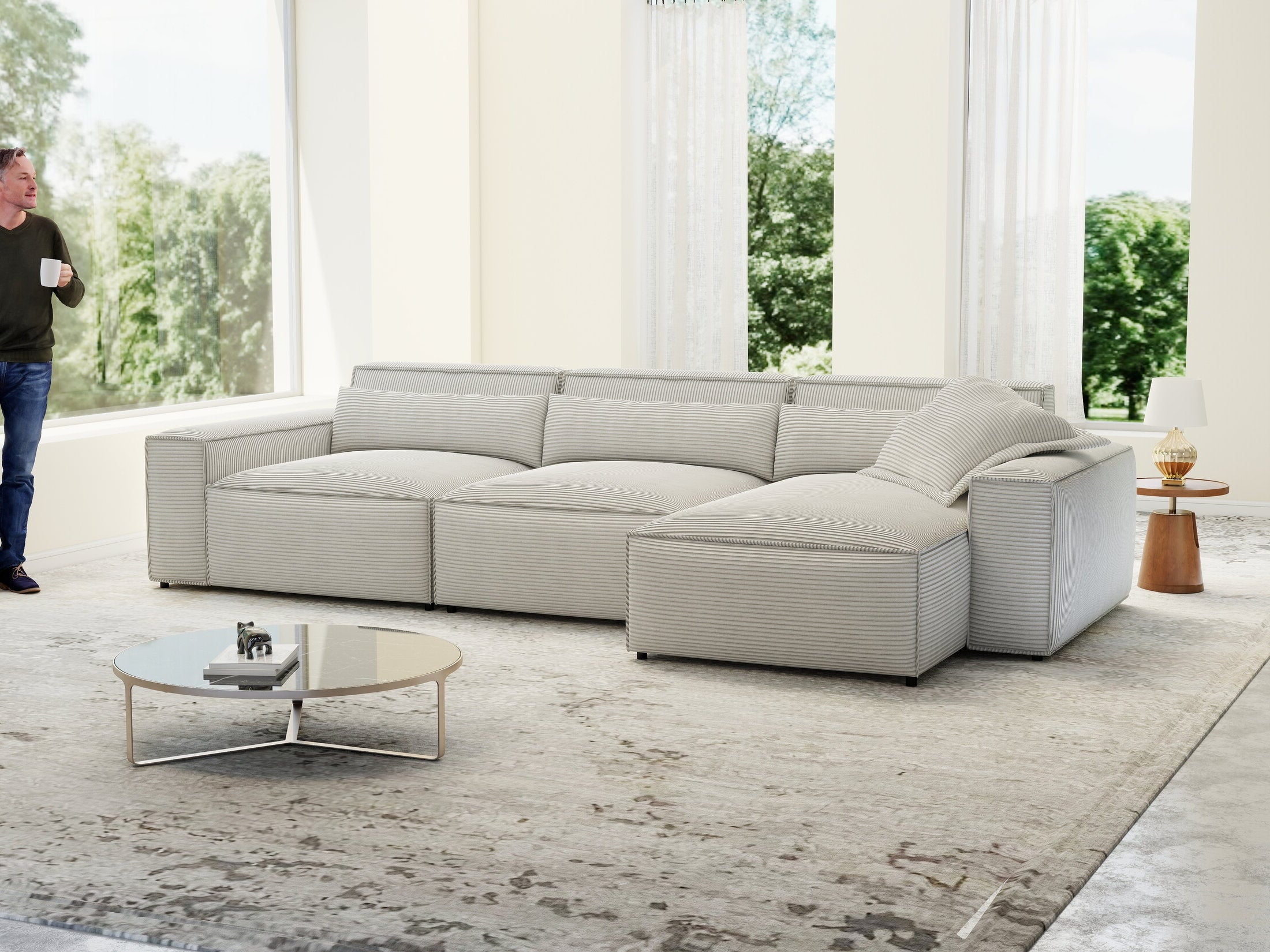 Colțar dumonde cu sezut confortabil din spuma HR, Marvelo XL Zoom Gri Mint 366x175 cm II