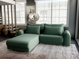 Colțar extensibil dumonde cu ladă de depozitare si sezut confortabil din spuma HR, Denver Ambience Verde 275x185 cm Fabrica