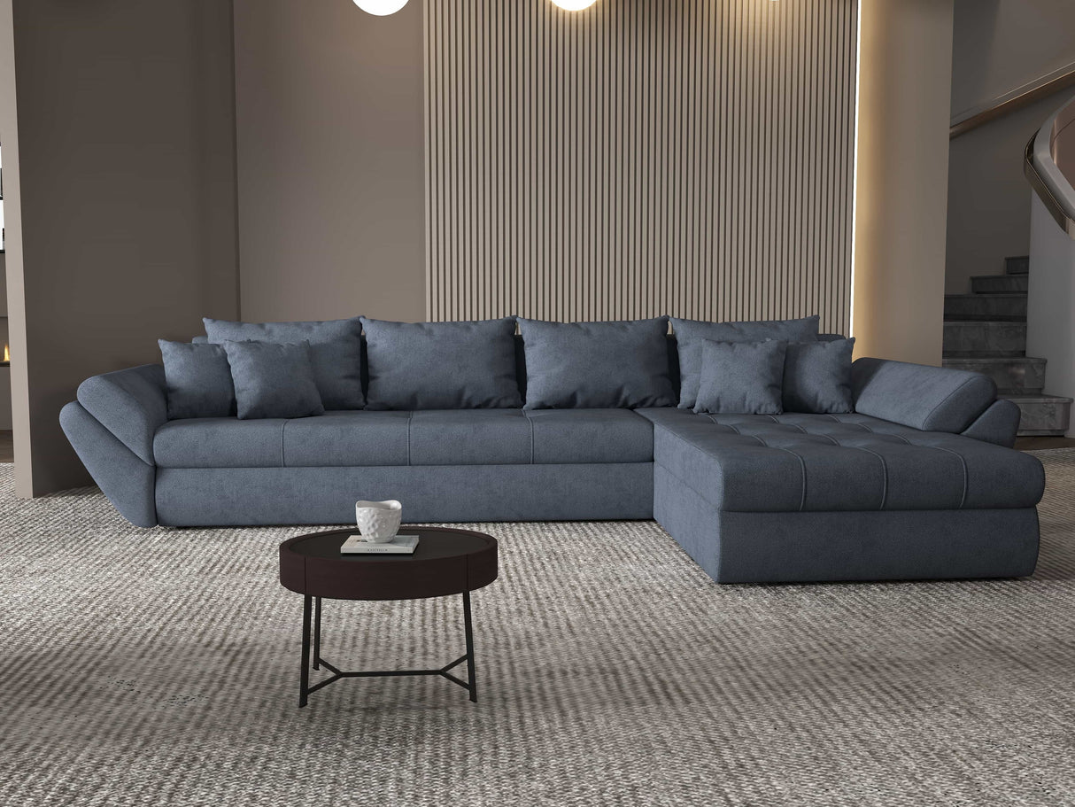 Colțar extensibil dumonde cu ladă de depozitare si sezut confortabil din spuma HR, Loana XL Enjoy Gri Antracit II 335x185 cm Fabrica