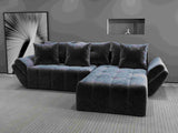 Colțar extensibil dumonde cu ladă de depozitare si sezut confortabil din spuma HR, Berlin Euphoria Gri Grafit 280x185 cm II Fabrica