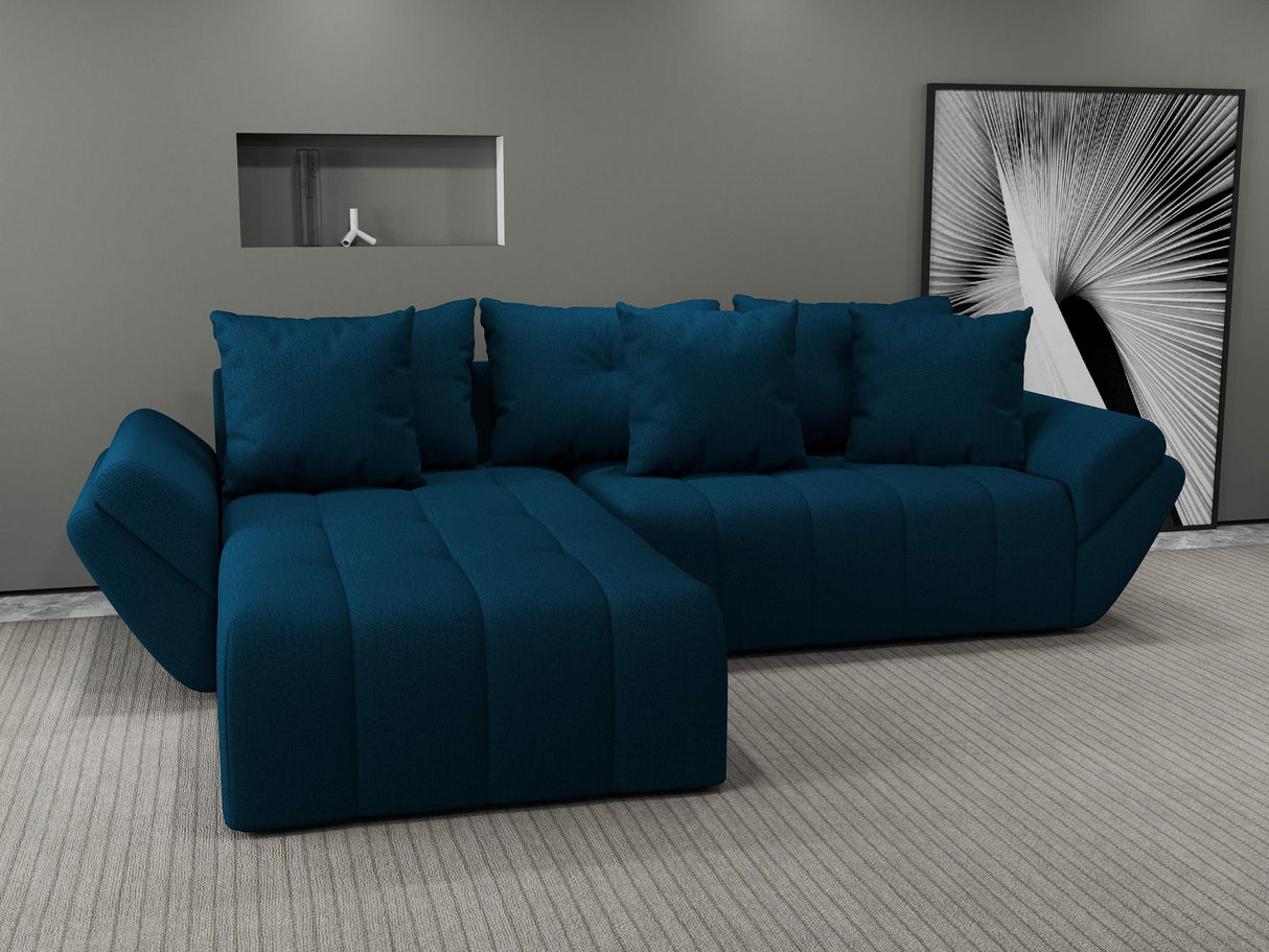 Colțar extensibil dumonde cu ladă de depozitare si sezut confortabil din spuma HR, Berlin Enjoy Verde Petrol 280x185 cm Fabrica