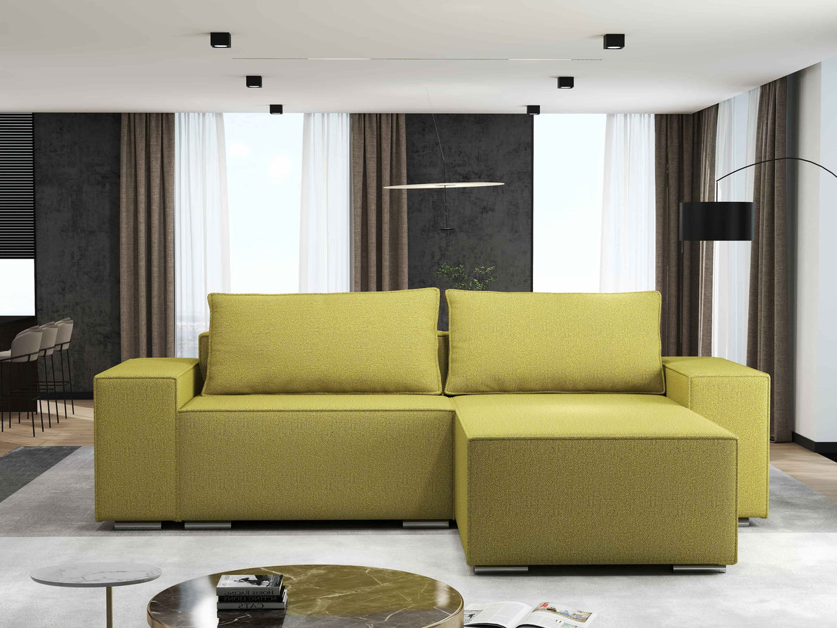 Colțar extensibil dumonde cu ladă de depozitare si sezut confortabil din spuma HR, Dream Enjoy Verde 290x185 cm II Fabrica
