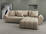 Colțar extensibil dumonde cu ladă de depozitare si sezut confortabil din spuma HR, Berlin Enjoy Beige 280x185 cm II Fabrica
