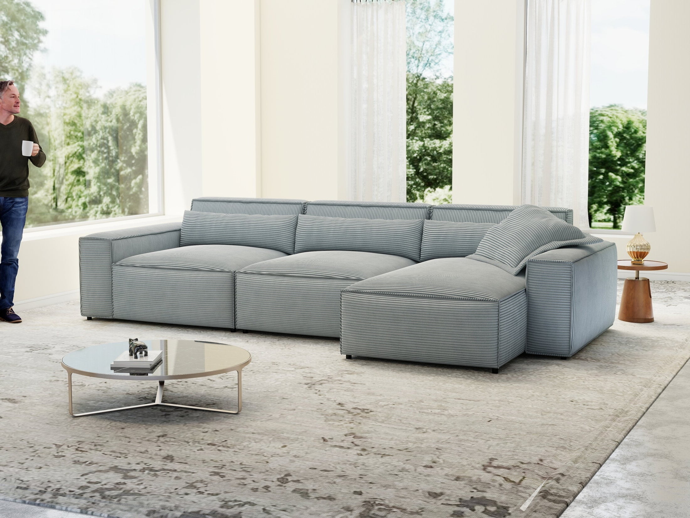 Colțar dumonde cu sezut confortabil din spuma HR, Marvelo XL Zoom Gri 366x175 cm II