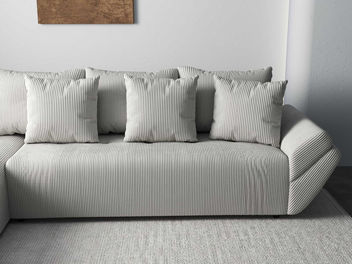 Colțar extensibil dumonde cu ladă de depozitare si sezut confortabil din spuma HR, Berlin XL Zoom Pearl 350x185 cm Fabrica