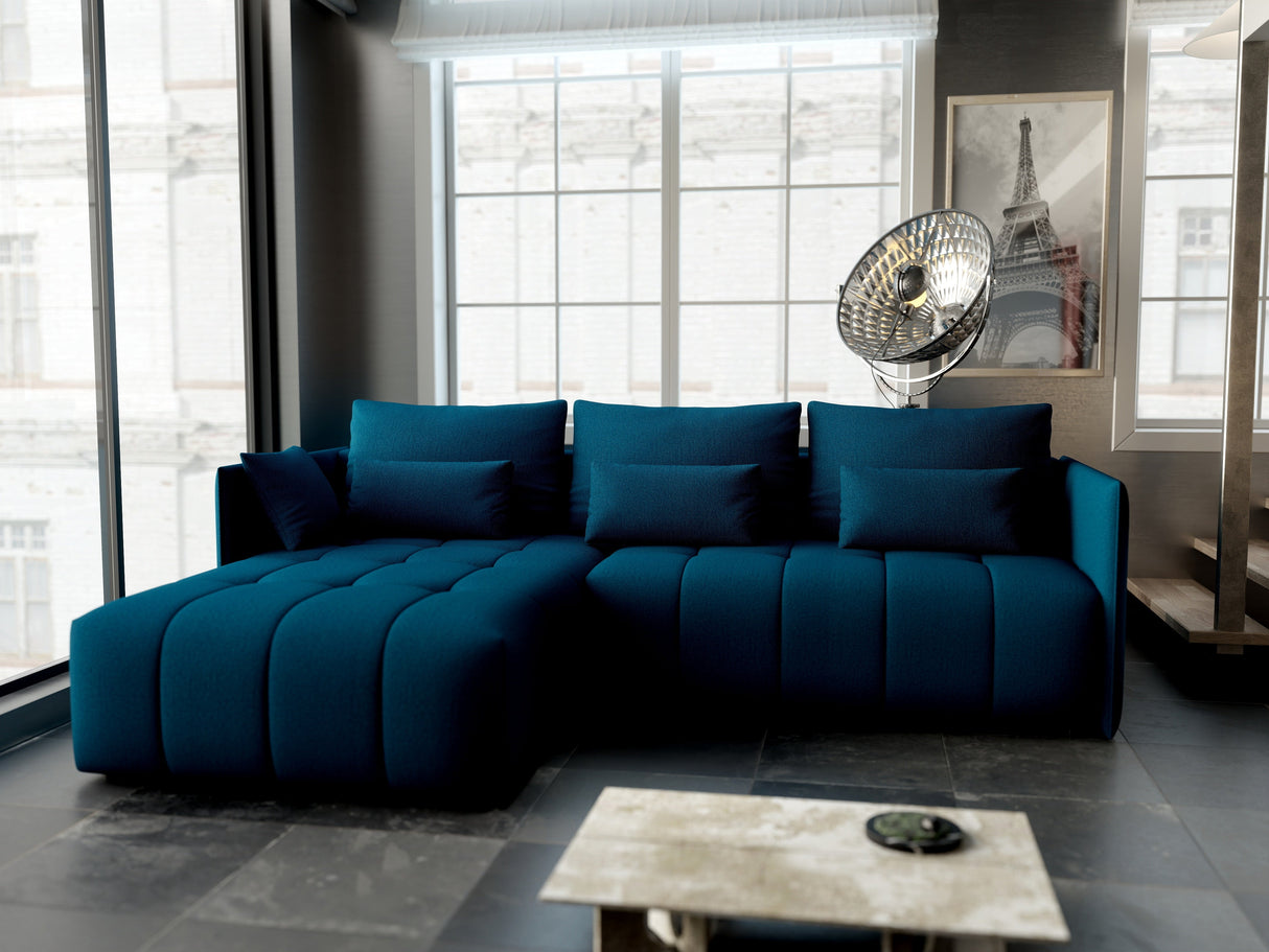 Colțar extensibil dumonde cu ladă de depozitare si sezut confortabil din spuma HR, Malta Verde Petrol 235x185 cm Fabrica
