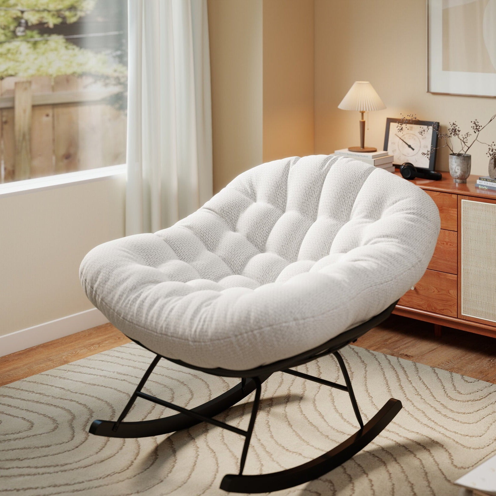 Fotoliu dumonde tapitat Alb modern Taviro 77x83cm