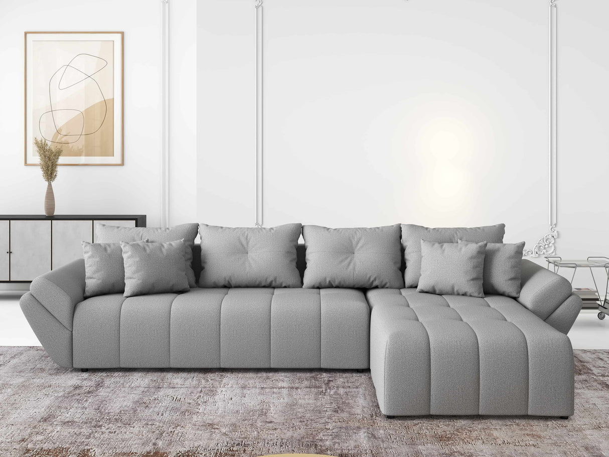 Colțar extensibil dumonde cu ladă de depozitare si sezut confortabil din spuma HR, Berlin XL Enjoy Lux Grey 350x185 cm II Fabrica