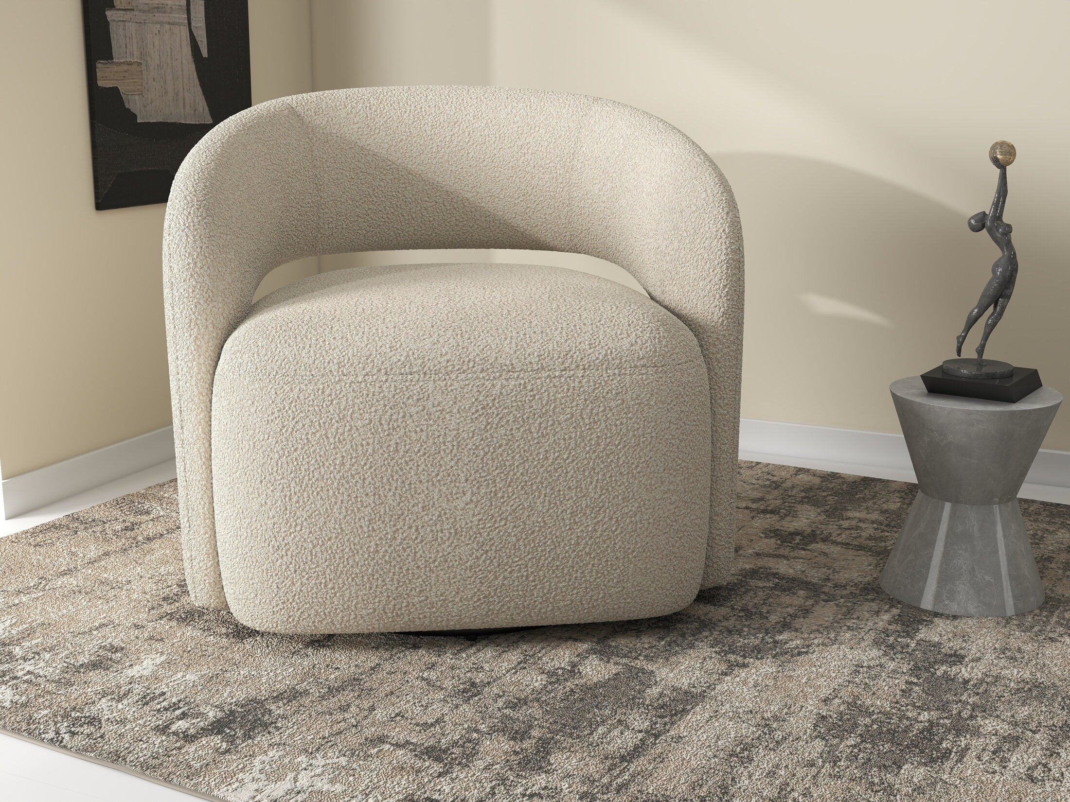 Fotoliu dumonde tapitat Bej modern Elvaro 77x83cm