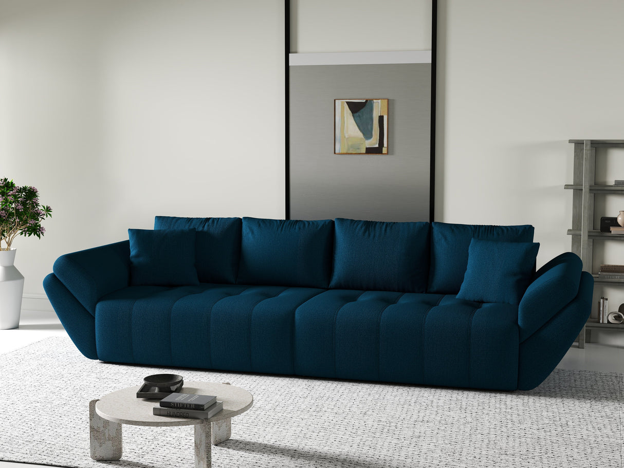 Canapea extensibilă dumonde cu ladă de depozitare si sezut confortabil din spuma HR, Berlin Petrol 300x100 cm Fabrica
