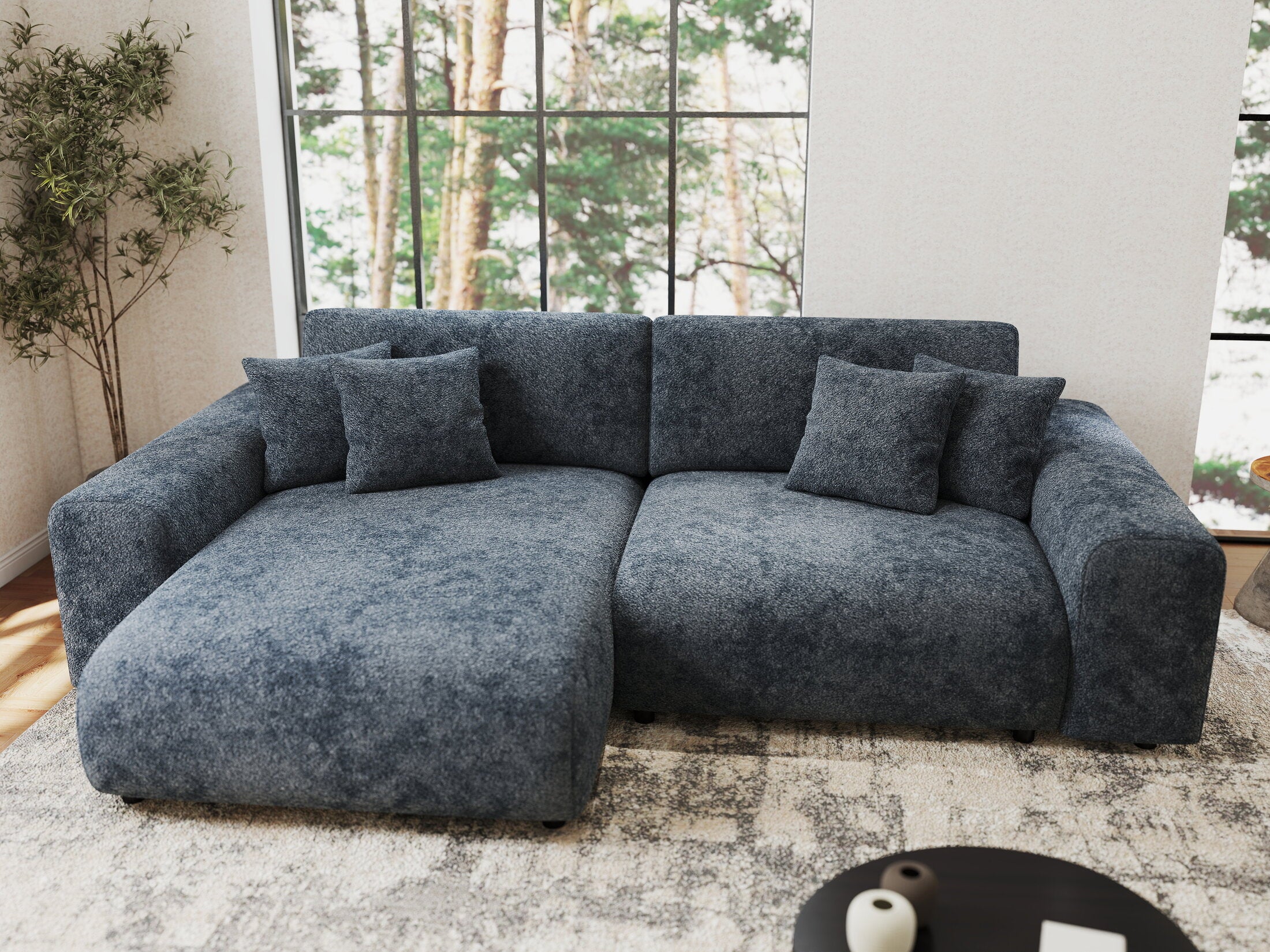 Colțar extensibil dumonde cu ladă de depozitare si sezut confortabil din spuma HR, Sarina Euphoria Gri Grafit 255x168 cm