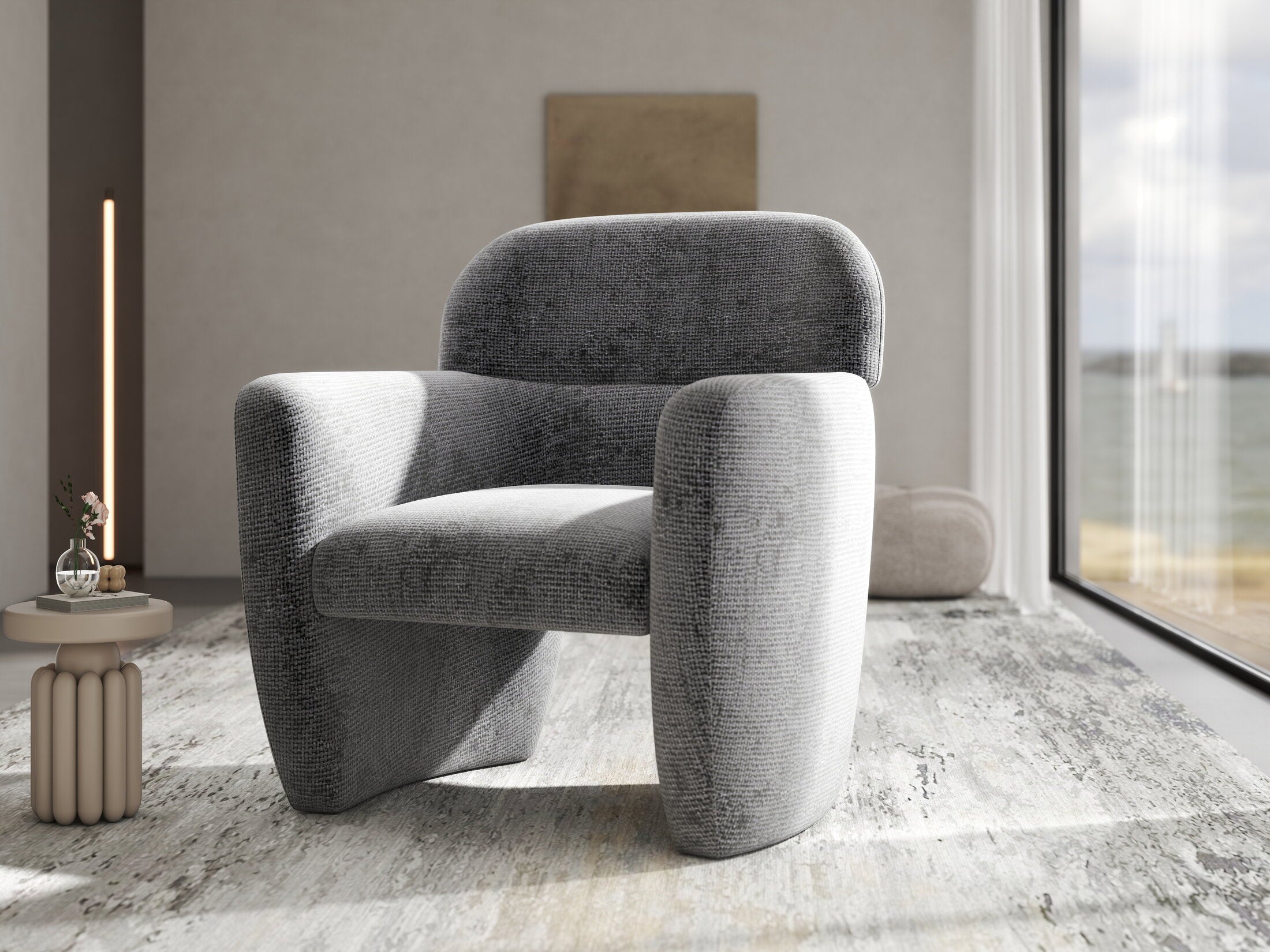 Fotoliu dumonde tapitat Gri modern Mirello 75x70cm