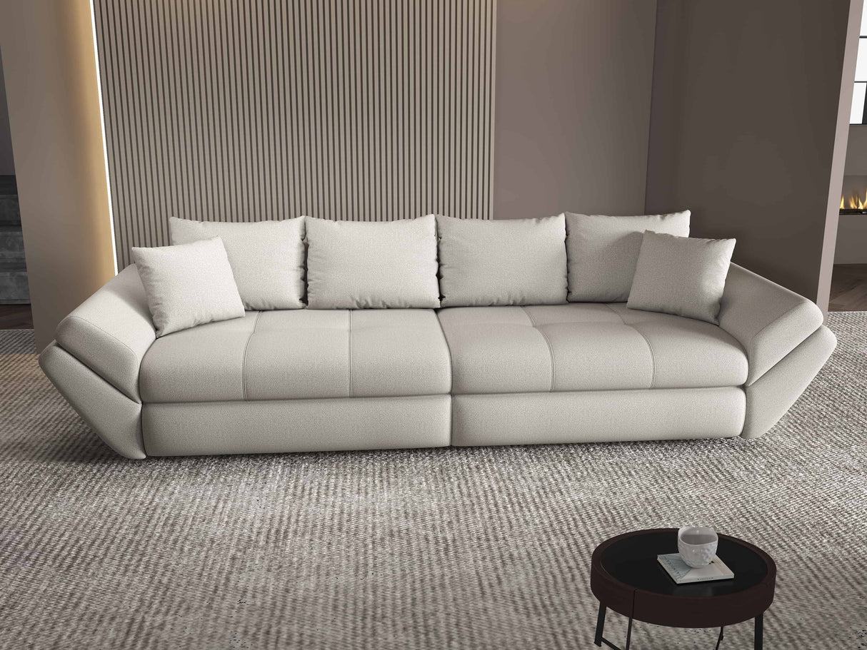 Canapea extensibilă dumonde cu ladă de depozitare si sezut confortabil din spuma HR, Loana Enjoy Bej 300x100 cm Fabrica