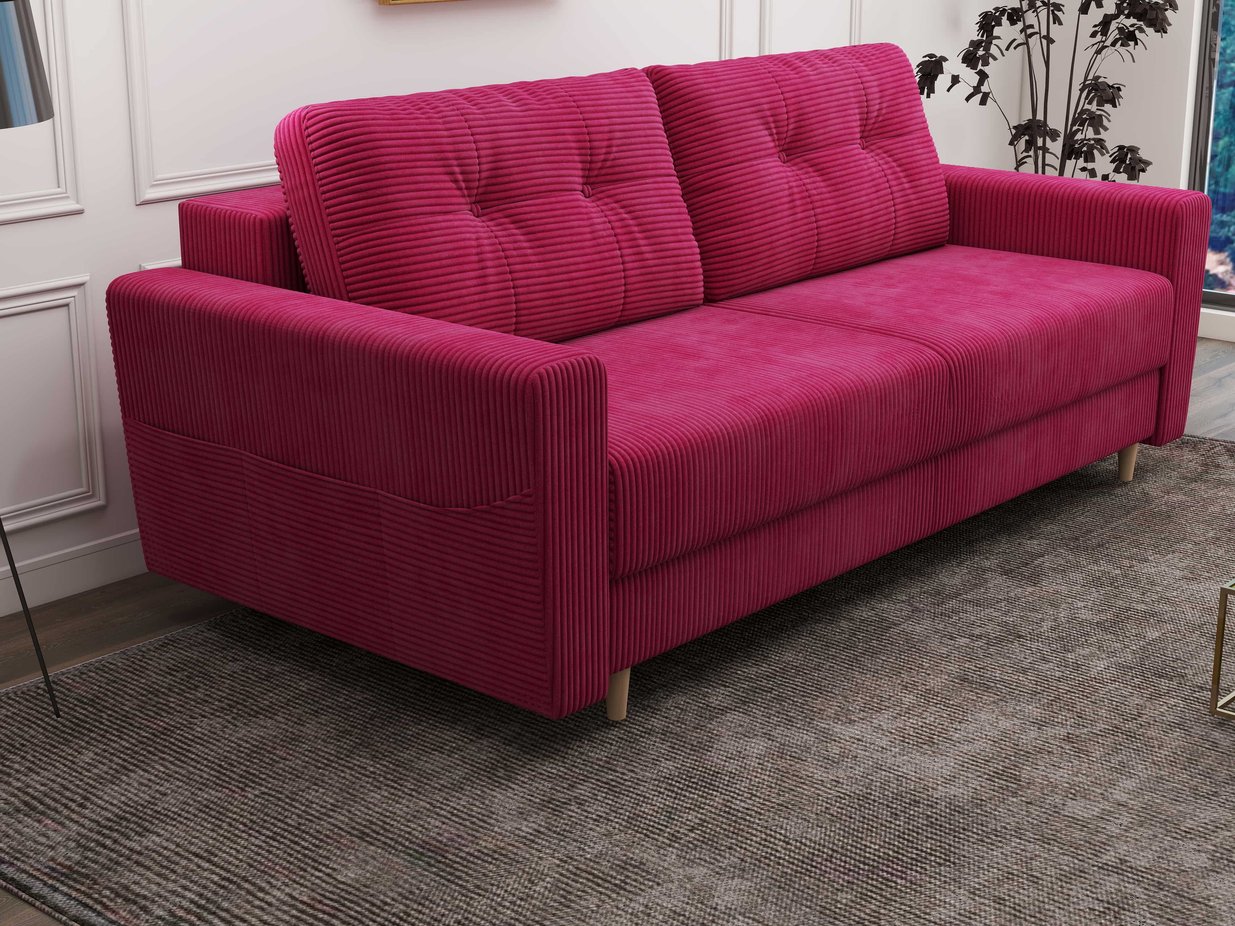 Canapea extensibilă dumonde cu ladă de depozitare si sezut confortabil din spuma HR, Summer Zoom Rosu 225x100 cm
