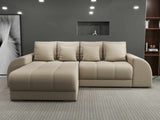 Colțar extensibil dumonde cu ladă de depozitare si sezut confortabil din spuma HR, Verona Enjoy Beige 290x185 cm Fabrica
