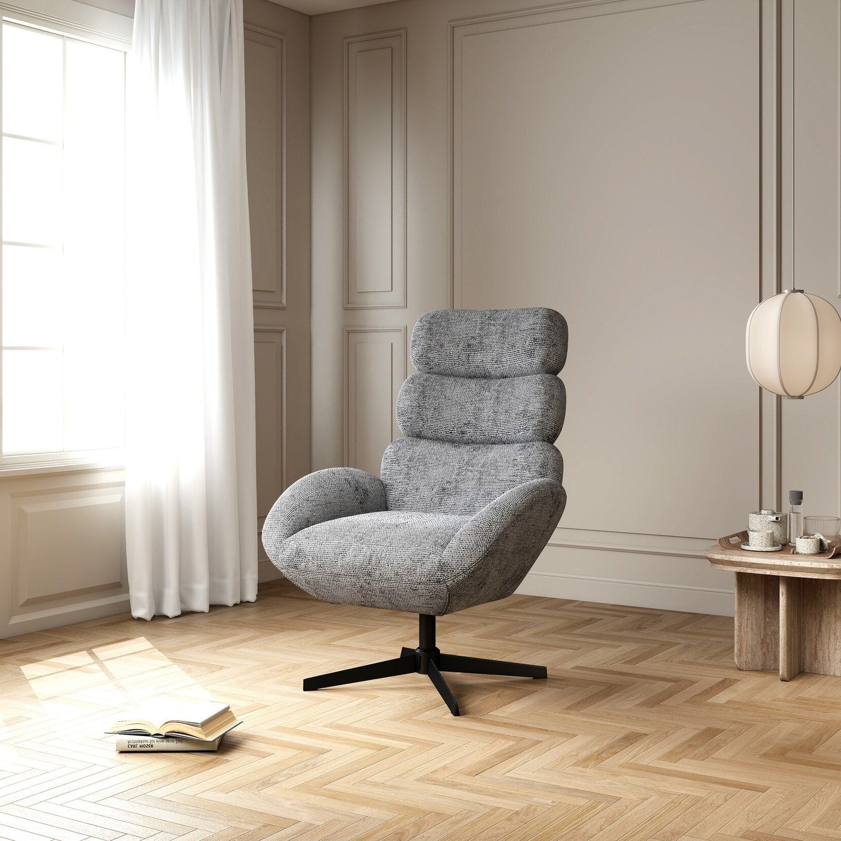 Fotoliu dumonde tapitat Gri modern Zaffiro 75x83cm