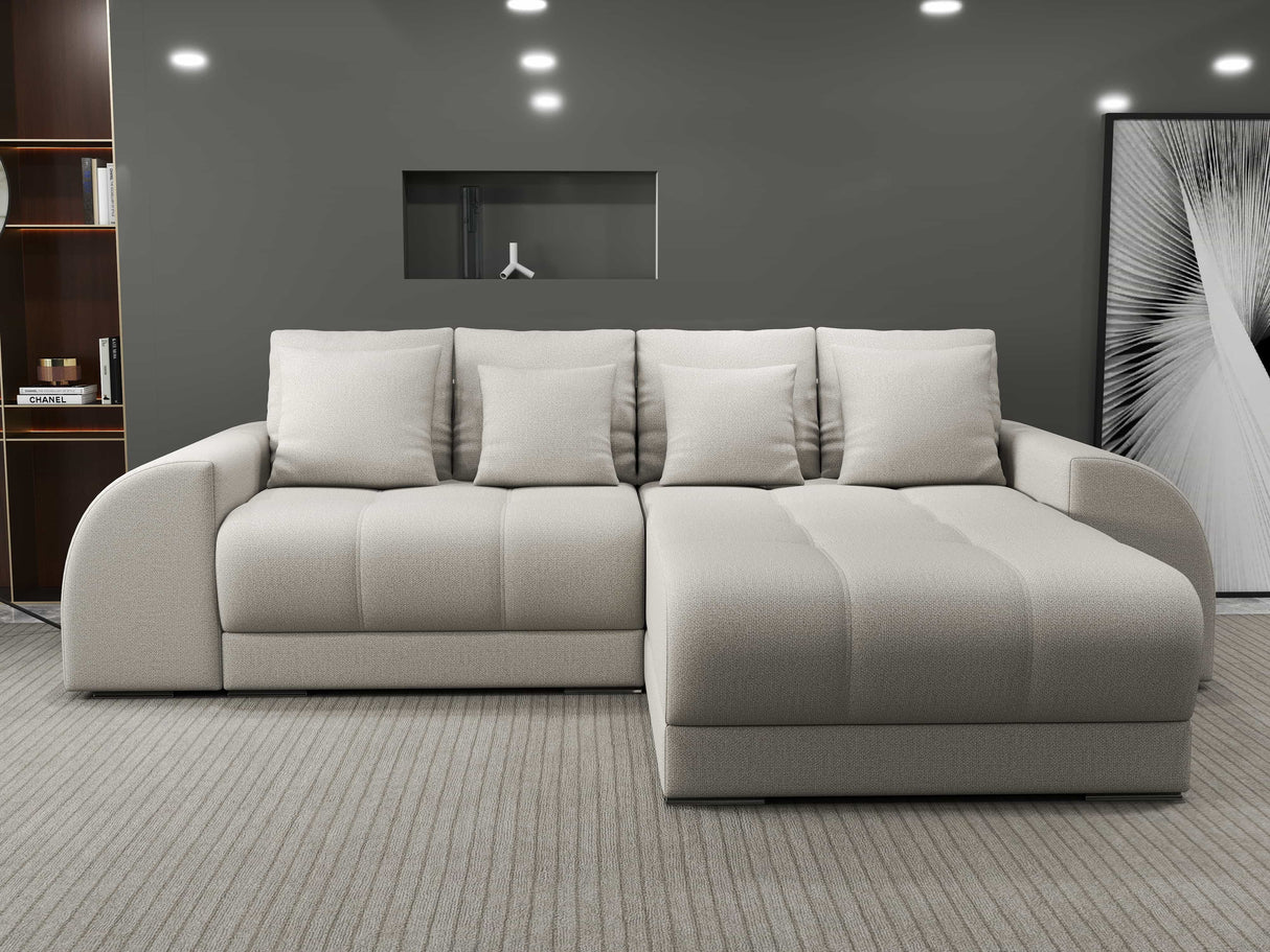 Colțar extensibil dumonde cu ladă de depozitare si sezut confortabil din spuma HR, Verona Enjoy Bej II 290x185 cm Fabrica