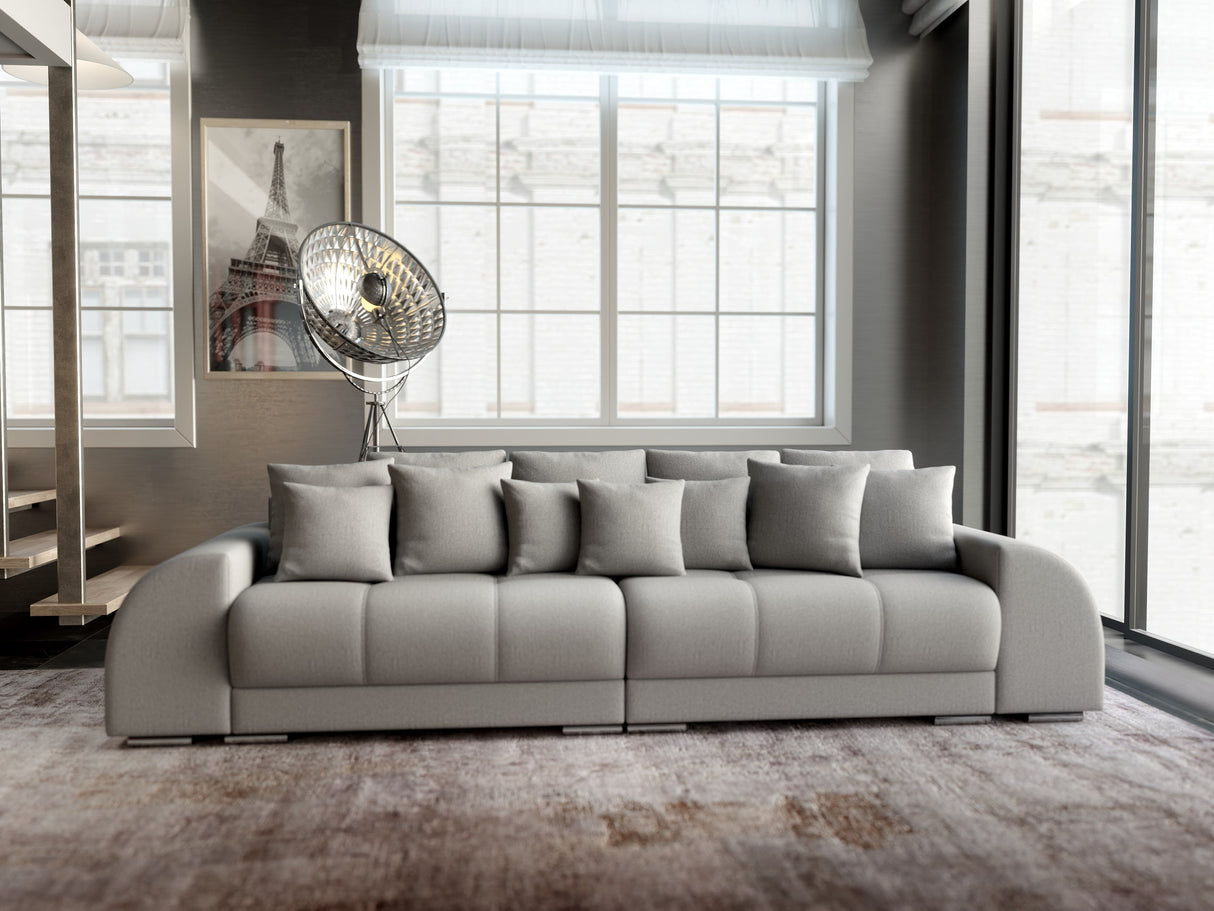 Canapea extensibilă dumonde cu 2 lăzi de depozitare si sezut confortabil din spuma HR, Big Sofa Verona Enjoy Lux Light Grey 310x100 cm Fabrica