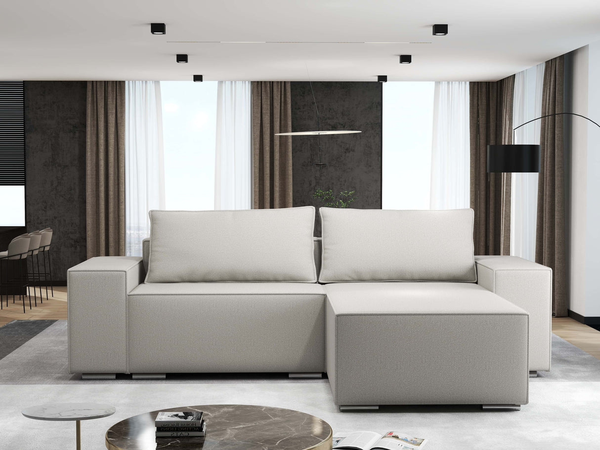 Colțar extensibil dumonde cu ladă de depozitare si sezut confortabil din spuma HR, Dream Enjoy Bej 290x185 cm II Fabrica
