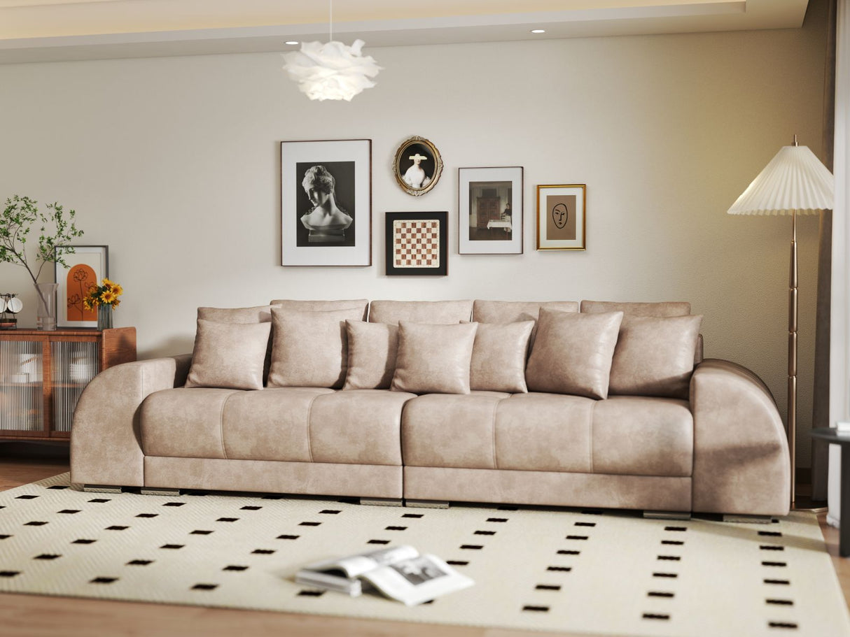 Canapea extensibilă dumonde cu 2 lăzi de depozitare si sezut confortabil din spuma HR, Big Sofa Verona Tobago Beige 310x100 cm Fabrica