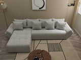 Colțar extensibil dumonde cu ladă de depozitare si sezut confortabil din spuma HR, Berlin XL Zoom Pearl 350x185 cm