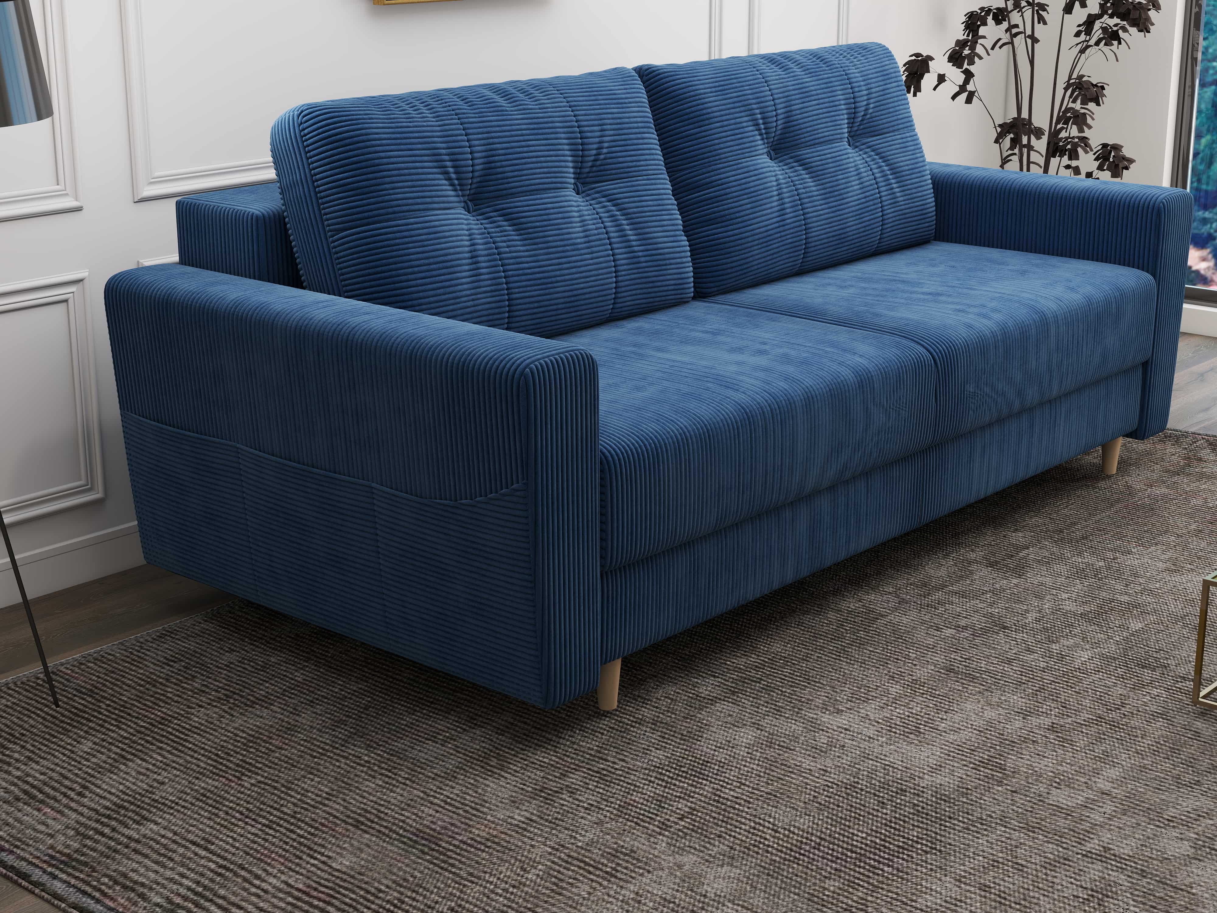 Canapea extensibilă dumonde cu ladă de depozitare si sezut confortabil din spuma HR, Summer Zoom Albastru 225x100 cm