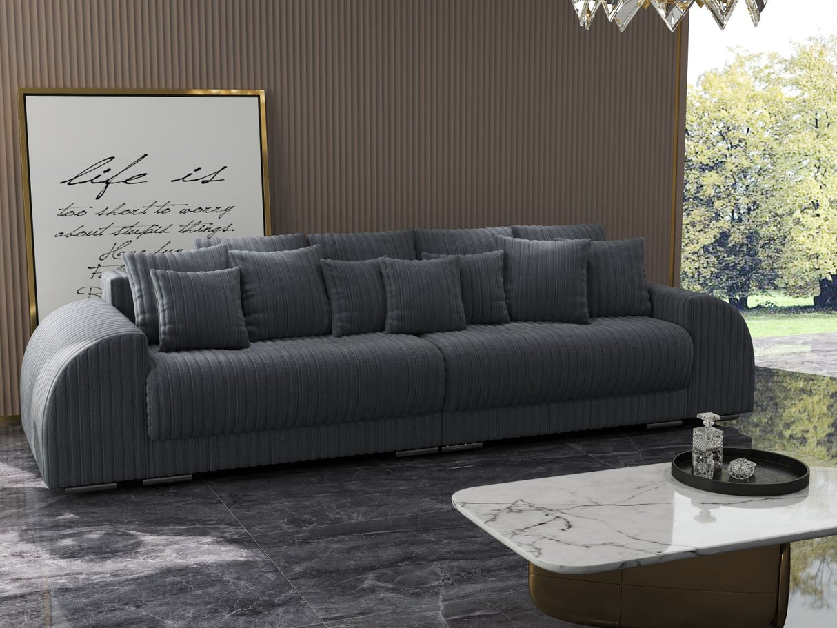 Canapea extensibilă dumonde cu 2 lăzi de depozitare si sezut confortabil din spuma HR, Verona Ambience Grey 310x100 cm