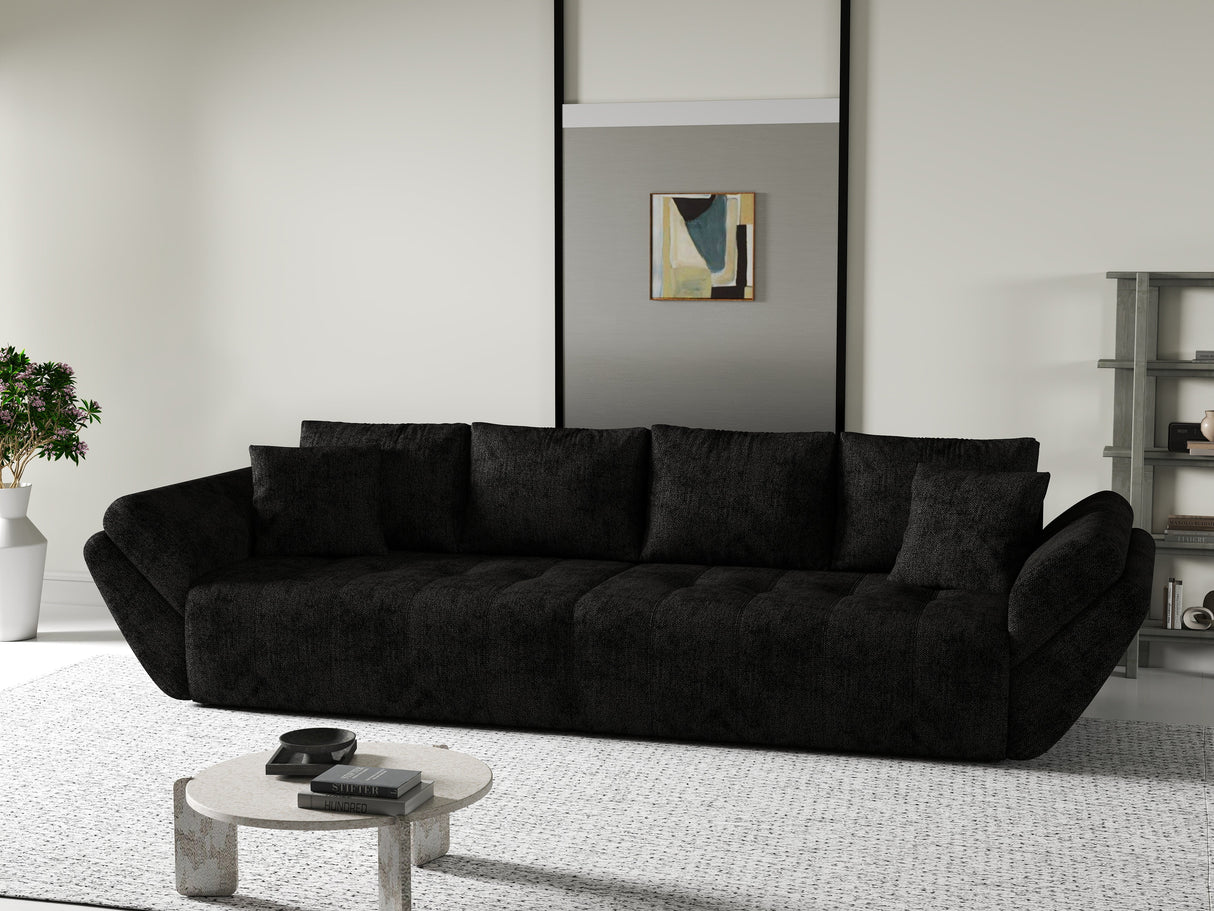 Canapea extensibilă dumonde cu ladă de depozitare si sezut confortabil din spuma HR, Berlin Black 300x100 cm Fabrica