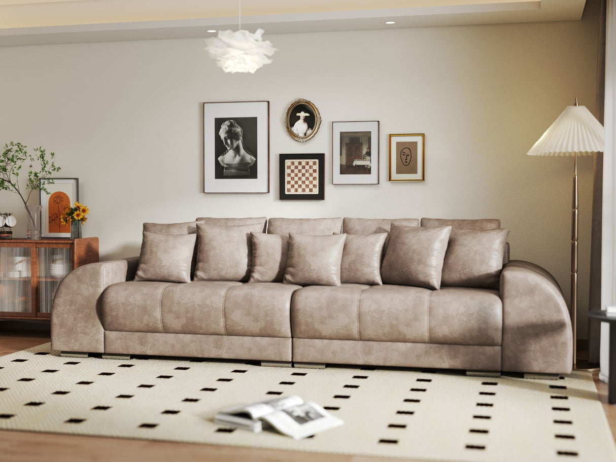 Canapea extensibilă dumonde cu 2 lăzi de depozitare si sezut confortabil din spuma HR, Big Sofa Verona Tobago Brown 310x100 cm Fabrica