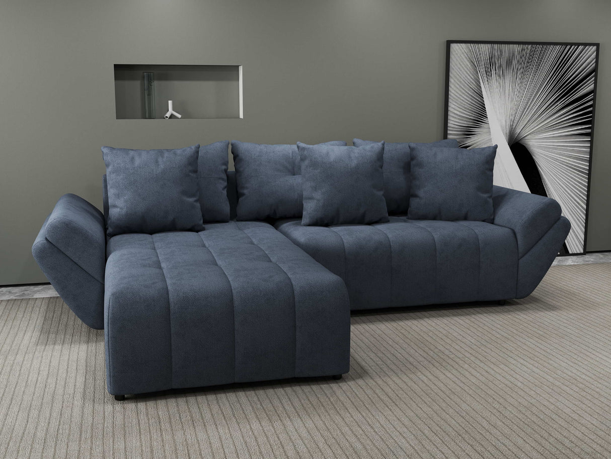 Colțar extensibil dumonde cu ladă de depozitare si sezut confortabil din spuma HR, Berlin Grey 280x185 cm Fabrica