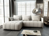 Colțar extensibil dumonde cu ladă de depozitare si sezut confortabil din spuma HR, Malta Beige 235x185 cm Fabrica