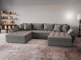 Colțar extensibil dumonde cu ladă de depozitare si sezut confortabil din spuma HR, Loana Royal Gri U 355x185 cm Fabrica