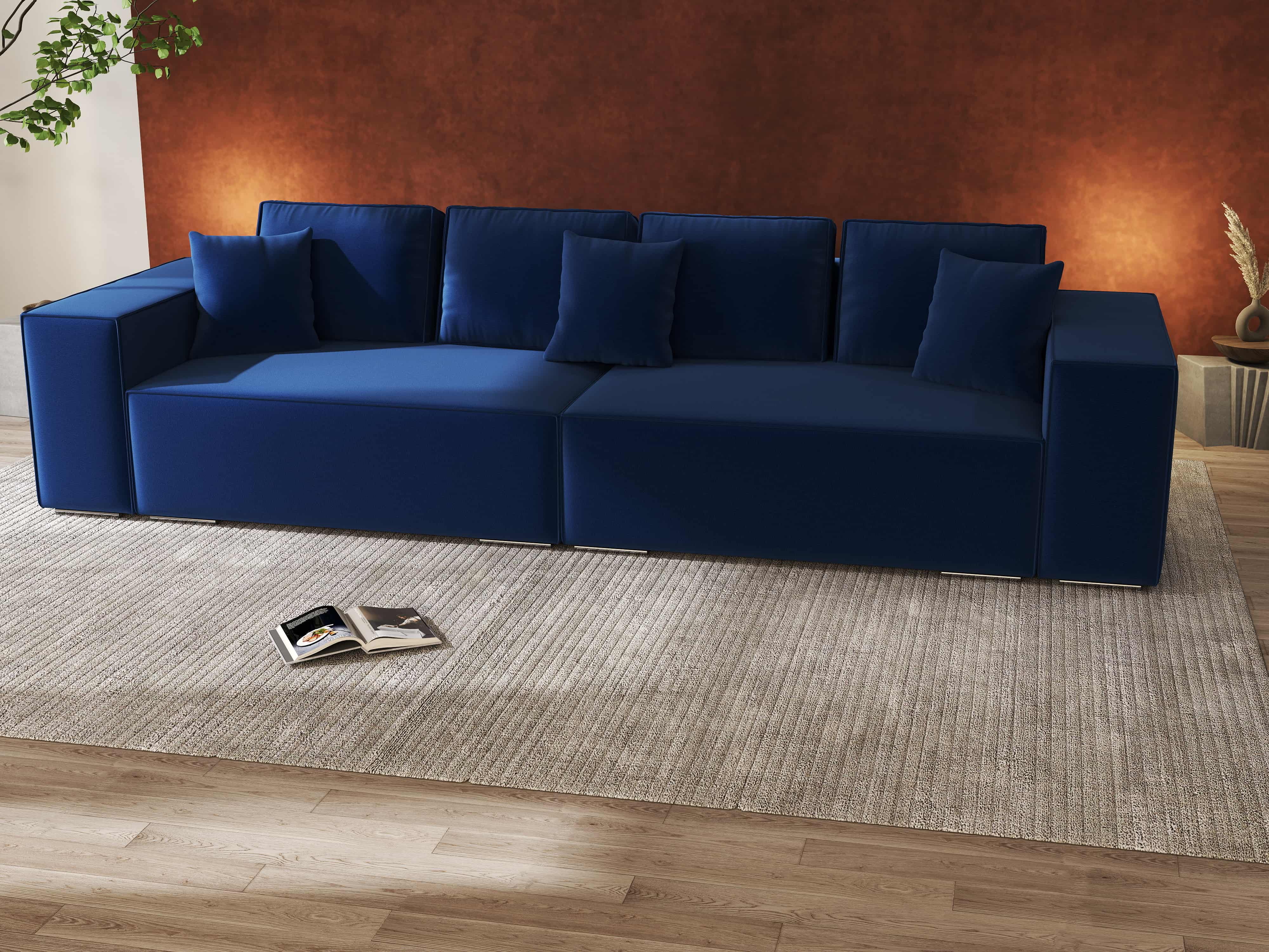 Canapea extensibilă dumonde cu ladă de depozitare si sezut confortabil din spuma HR, Dream Royal Albastru 310x100 cm Fabrica