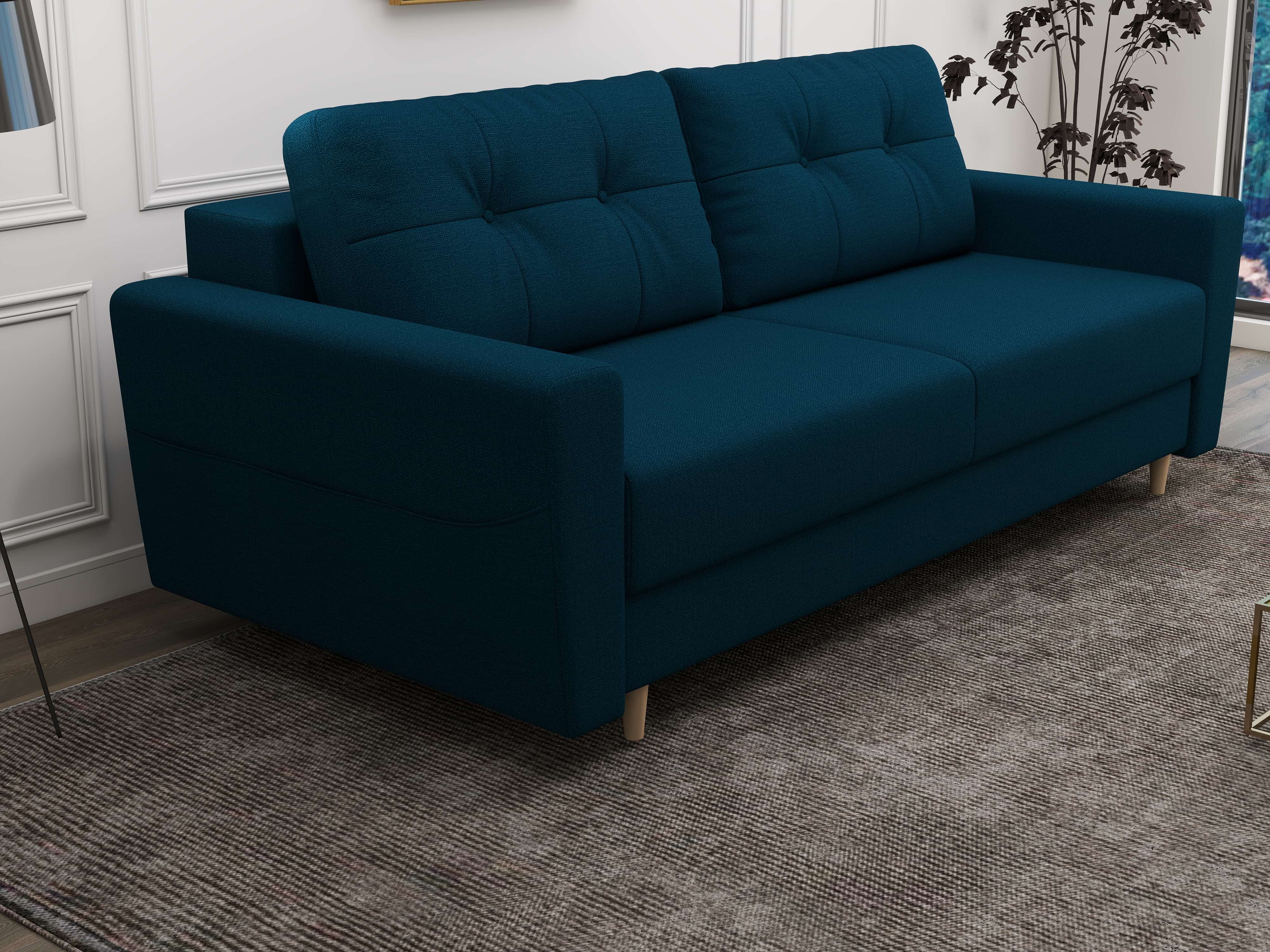 Canapea extensibilă dumonde cu ladă de depozitare si sezut confortabil din spuma HR, Summer Enjoy Verde Petrol 225x100 cm