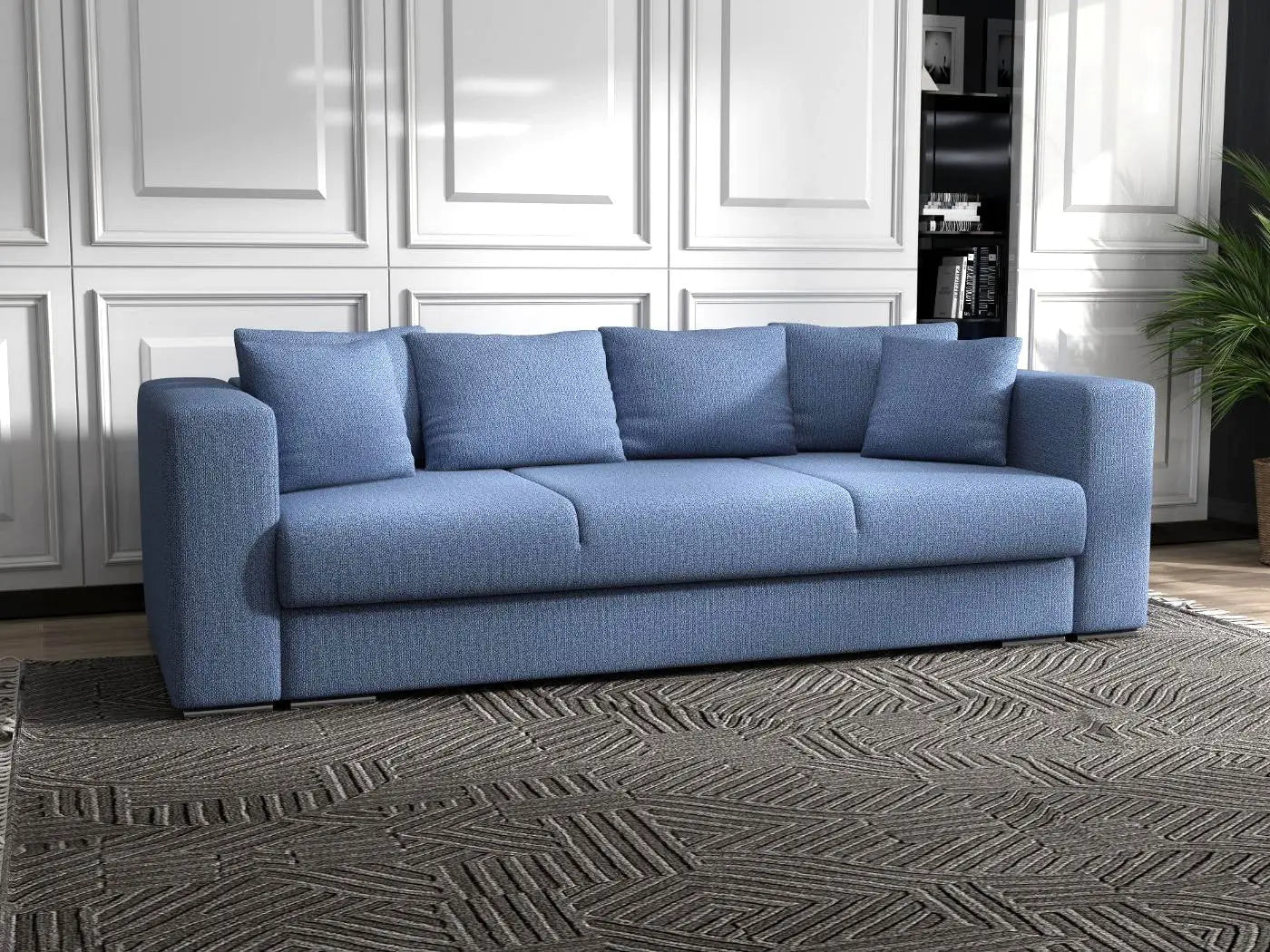 Canapea extensibilă dumonde cu ladă de depozitare si sezut confortabil din spuma HR, Gloria Blue 240x100 cm Fabrica