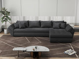 Colțar extensibil dumonde cu ladă de depozitare si sezut confortabil din spuma HR, Loana XL Enjoy Gri Grafit II 335x185 cm Fabrica