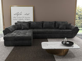 Colțar extensibil dumonde cu ladă de depozitare si sezut confortabil din spuma HR, Loana XL Euphoria Negru 335x185 cm Fabrica